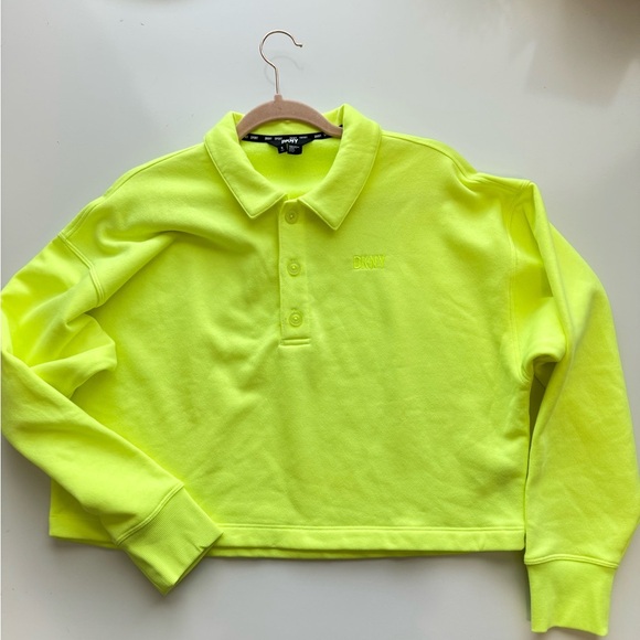 DKNY Sport‎ Neon Green Crop Sweatshirt Size Small - Picture 1 of 9